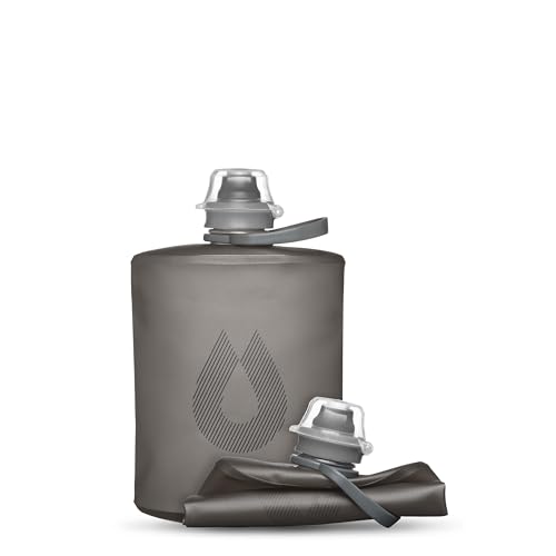 HydraPak Stow Collapsible Water Bottle – 350ml, 500ml, 1L – Ultralight, Leak-Proof, BPA-Free, Filter Compatible Travel & Hiking Flask - color: Mammoth Grey, style: 17oz/500ml
