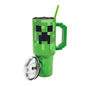 Bioworld Minecraft Creeper Ultimate 40 Oz. Stainless Steel Tumbler With Pixelated Handle - color: Minecraft Creeper Ultimate Green