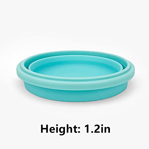 CCyanzi 3piece Round Collapsible Bowl with Lids, Silicone Food Storage Containers, Microwave & Freezer Safe, Space Saving for Kitchen Cabinet and Camping Backpack,(Blue) - color: blue