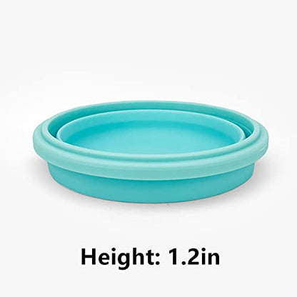 CCyanzi 3piece Round Collapsible Bowl with Lids, Silicone Food Storage Containers, Microwave & Freezer Safe, Space Saving for Kitchen Cabinet and Camping Backpack,(Blue) - color: blue