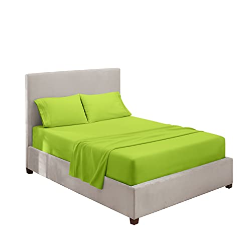 Hearth & Harbor Twin Size Sheets - 3 Piece Bed Sheet Set, Hotel Luxury Double Brushed Bed Sheets - Extra Soft Bedding Sheets & Pillowcases, Twin, Garden Green - color: Garden Green, size: Twin