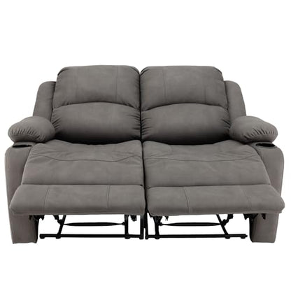 Camper Comfort 58" Wall Hugger Reclining Theater Seats | Double Recliner Sofa | RV Couch | Theater Seating | Furniture (Powered, Slate) - color: Slate, style: Powered