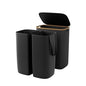GARPROVM Double Laundry Hamper with Lid 150L Large Laundry Basket with Bamboo Handles Foldable Clothes Hampers with 2 Removable Liner Bags for Laundry for Bedroom Bathroom Dorm Laundry Room, Black - color: Black