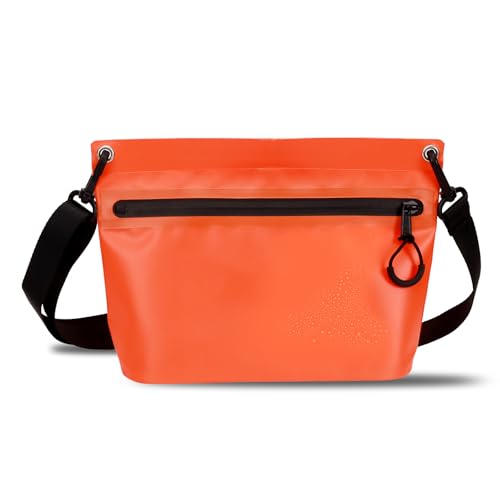 2L Waterproof Bag Fanny Pouch for Phone Passport Purse, Handle & Adjustable Strap for Swim, Travel, Beach - color: Orange