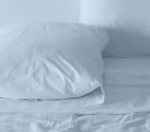 RUVANTI 100% Cotton Percale Sheets Split King Size, Baby Blue | Crisp Cooling, Deep Pocket 16", Soft Breathable & Durable, Hotel-Style, 5 Piece Set - color: Baby Blue, size: Split King