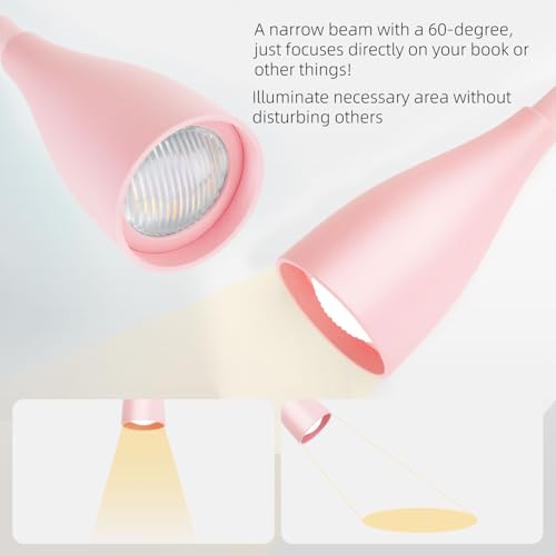 LED Wall Mounted Bedside Reading Light, 3 Color Modes,10 Brightness Dimmable, USB Charging Port, Adhesive Wall Lamp Night Light for Books in Bed, Flexible Neck Eye-Caring Bedroom Lighting Pink - color: Pink