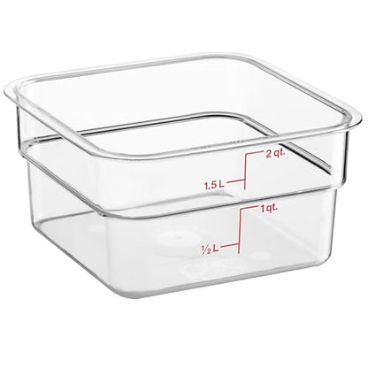 Cambro Food Storage Container - Classic Series Square - 2 QT (Quart) - Commercial Grade for Food Prep (Clear) - size: 2 QT
