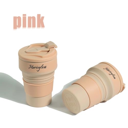 12oz Collapsible Water Bottles, Silicone Foldable Portable Travel Water Bottle, Folding Lightweight Reusable Leakproof for Traveling Camping Hiking Cycling Yoga Sports Pink - color: Pink