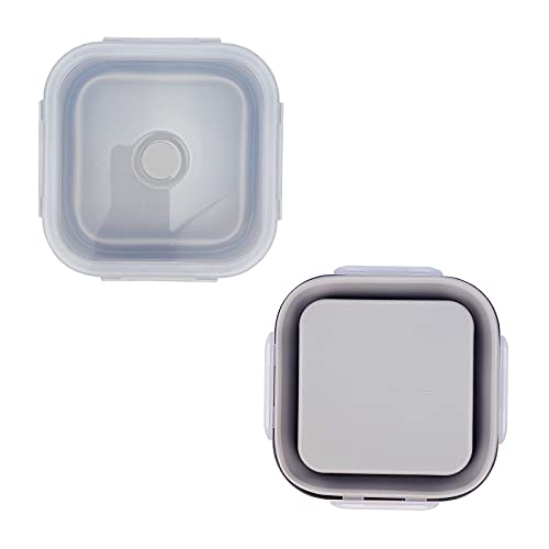 CARTINTS Large 1200ml Collapsible Bowls with Lids, Silicone Food Storage Containers, Space-Saving Meal Prep Containers For Kitchen and Outdoors Camping, Set of 3, Grey - color: grey