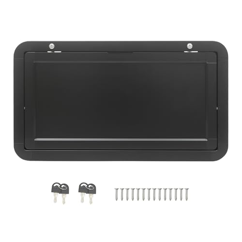 31.5*17.7in Rv Caravan Picnic Folding External Table - Aluminum Wall Mount Flip Fold Down Desk External Hanging Table W/4 Keys,55lbs Max Load For Caravans,Vans,Truck Campers,Travel Trailers. (Black) - color: Black