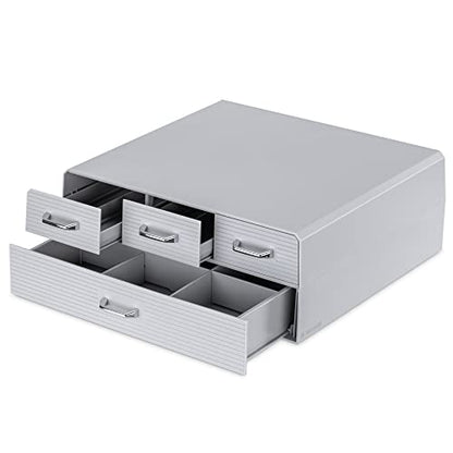 Navaris Coffee Pod Holder with 4 Drawers - Compatible with Nespresso, CBTL, K-Cups, Verismo - Capsule Storage Organizer 2-Tier Container Box - Gray