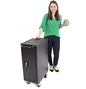 Line Leader Compact 16 Device Rolling Mobile Charging Cart for Chromebooks, Laptops, Tablets, Charging Station For Classrooms and Offices, Includes Power Strip and Locking Cabinet (Black, 34in x 23in)
