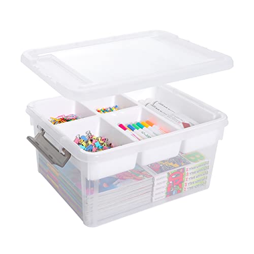 Citylife 17 QT Plastic Storage Box with Removable Tray Craft Organizers and Storage Clear Storage Container for Organizing Bead, Tool, Sewing, Playdoh, Coloring Books, Markers - size: 17 Qt- 1 Pack