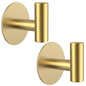 Gold Stainless Steel Wall Hooks, Heavy Duty Self-Adhesive Hooks for Coats, Towels, Robes, Hats, Aprons – No Drill Bathroom, Kitchen, Hotel (2 Pack) - color: Gold, size: Adhesive "T" Shape- 2 Pack