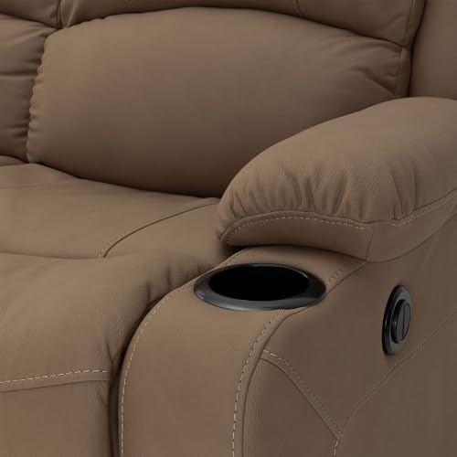 Camper Comfort Faux Suede Leather Reclining Chair, Cappuccino, 58" Wide x 41" Tall x 30" Deep, Wall Hugging Fit for RVs - color: Cappuccino, style: Powered