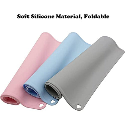 Silicone Pet Feeding Food Mat Dog Cat Placemat with Raised Edge, Anti-Slip Waterproof Pet Bowl Mats Pet Food Tray for Cats, Dogs and Small Animals(Green, Small) - color: Green, size: 16.1"*12.2"