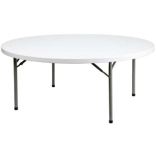 Flash Furniture Elon 6' Round All-Occasion Plastic Folding Event Table, Foldable Portable Banquet Table for Indoor/Outdoor Events, White - size: 6 Foot