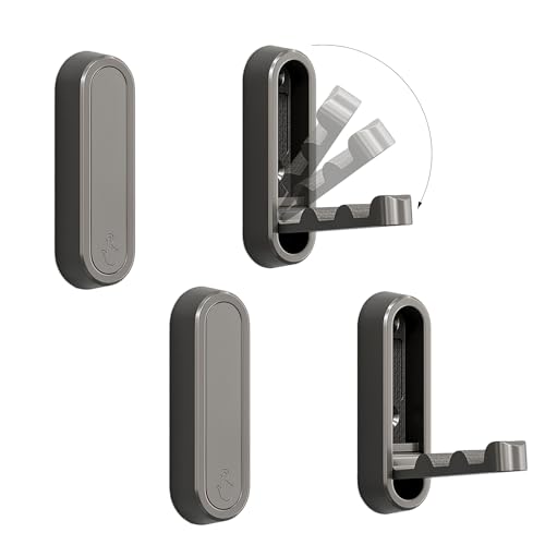 4PCS Foldable Wall Hooks, Flip Down Design with 40 lbs Heavy-Duty Capacity, Retractable Wall Hooks for Bathroom, Bedroom & Entryway Space Saving (Gray) - color: Gray, size: 4 Hooks