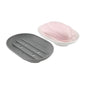 BlingKingdom 2 PCS Silicone Soap Dish Holders, Anti-Slip Portable Self Draining Soap Holder for Shower, Bathroom, Kitchen (White and Grey)