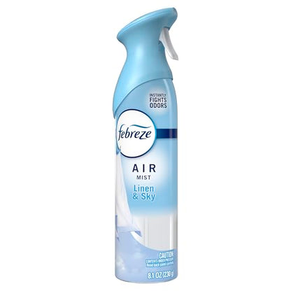 Febreze Air Mist, Air Freshener Spray, Odor Fighting Room Spray, Deodorizer for Home Bathroom Kitchen Office Apartment Dorm Room Classroom, Linen & Sky Scent, 8.1oz (Pack of 6) - style: Linen & Sky
