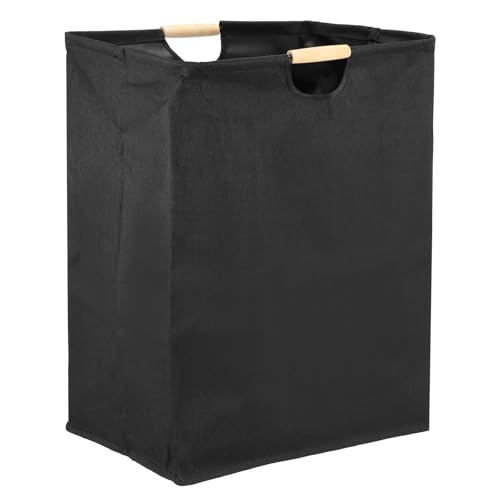 uxcell 15.7 x 10.6 x 20.8" Large Laundry Basket, Foldable Laundry Hamper with Wooden Handles Freestanding Storage Basket for Comforter Clothing Blanket Pillows, Tall Black - color: Black, size: 15.7 x 10.6 x 20.8"