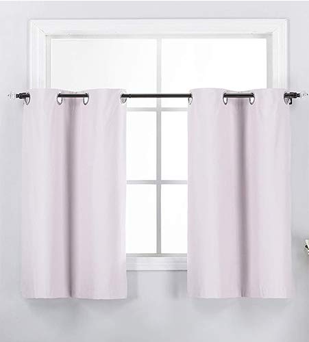 Diamond Home Linens 2 Short Panels 100% Blackout Window Treatments Tier Curtains 36 inch Length with Grommets for Kitchen Decor, Basement, Bathroom or Any Small Window, Light Pink - color: Light Pink, size: 30"W x 36"L (Pack of 2)