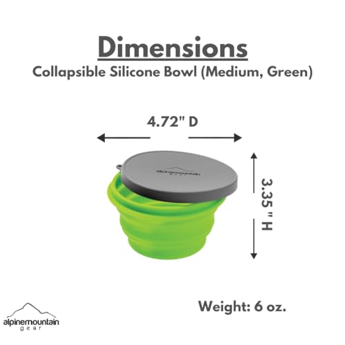 Collapsible Silicone Bowl with Lid for Camping and Backpacking - Camping Dishware Gear Essentials in Small/Medium/Large (Made by Caddis Sports) (Medium (Green)) - color: Medium (Green)