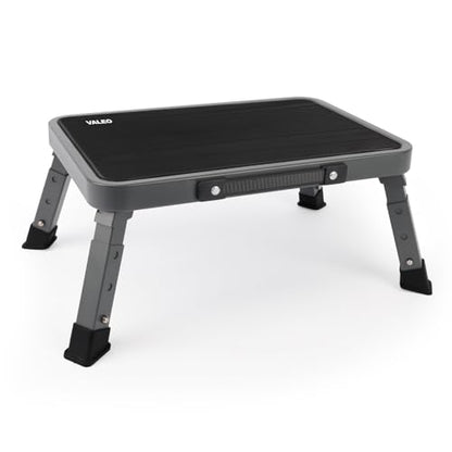 Valeo Folding Step Stool, Adjustable Step Stool with Non-Slip Platform, 330 Lbs Capacity, Step Ladder for Adults in Kitchen, Bathroom, RV, Camping, Office, Black - color: Black