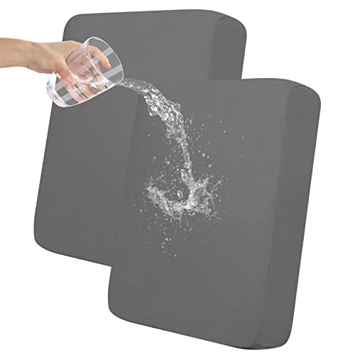 Easy-Going 100% Waterproof Chair Sofa Seat Cushion Slipcovers Couch Cushion Cover Stretch Furniture Protector for Kids, Pets (2-Piece Loveseat Cushion, Light Gray) - color: Light Gray, size: 2-piece loveseat cushion