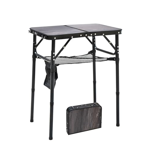Mini Folding Camping Table - 2ft RV Space-Saving Table& Kids Toy/Learning Desk, Anti-Stain Desktop for Outdoor Glamping/Picnic/Patio & Indoor Decor (Lava Black) - color: Lava Black