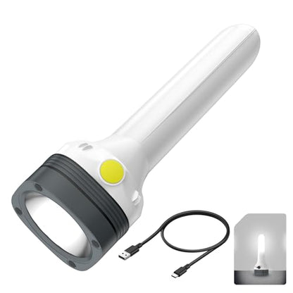Flashlight Lantern Combo Rechargeable, 2-in-1 LED Flashlight with 360° Camping Lantern & Emergency Strobe, Compact Light for Camping, Power Outage, Car