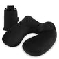 Inflatable Travel Pillow, Soft Velvet Inflatable Neck Pillow for Traveling, Airplanes, Train, Car, Office with Compact Bag, Breathable Washable Cover, Suit for Adults Sleeping - Black - color: Premium Black