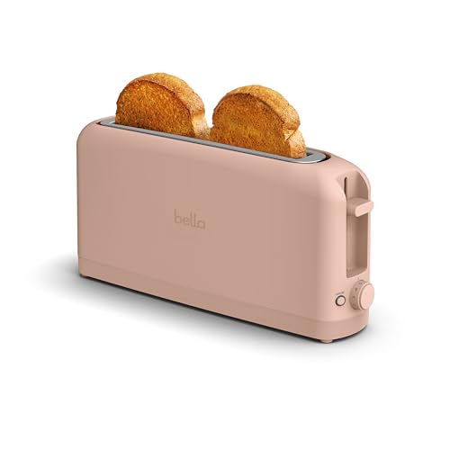 bella 2 Slice Slim Toaster, Fits-anywhere™ Kitchenware, 6 Setting Shade Control with Reheat & Cancel Buttons, Fits sourdough, 10” Long Slot, Anti Jam & Auto Shutoff, 900 Watt, Blossom - color: Blossom, size: 2 Slice
