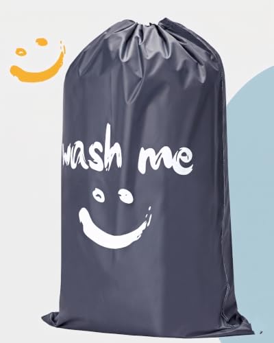 HOMEST 2 Pack XL Wash Me Travel Laundry Bag, Dirty Clothes Organizer, Large Enough to Hold 4 Loads of Laundry, Easy Fit a Laundry Hamper or Basket, Grey - color: (Ⅰ-Wash me)Gray & Grey