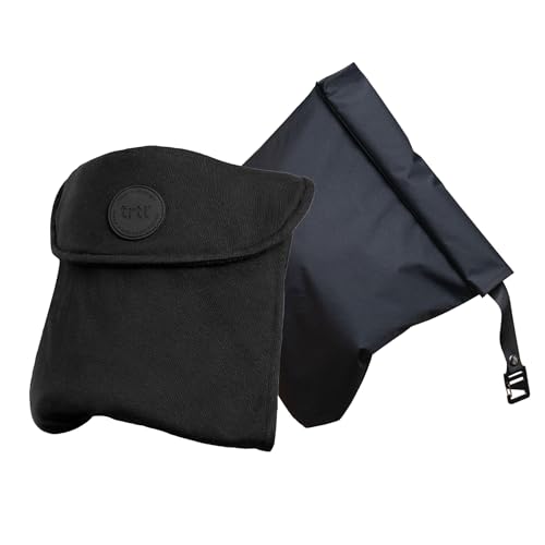 Trtl Pillow Air – Scientifically Proven Travel Pillow with Premium Head & Neck Support – Breathable 100% Cotton Fabric for a Cooler Feel – for Airplane Travel – Machine Washable – Jet Black – Small - color: Jet Black, size: Small (Air)