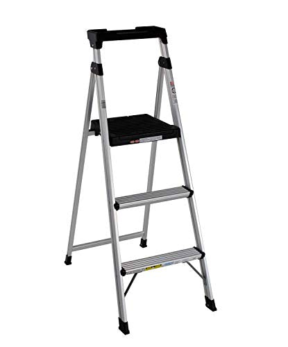 Cosco 3-Step Lightweight Aluminum Folding Step Ladder with Non-Marring Leg Tips, Slip-Resistant Platform, ANSI Rated 225 lbs, Home Furniture and Furnishings - style: 3 Step