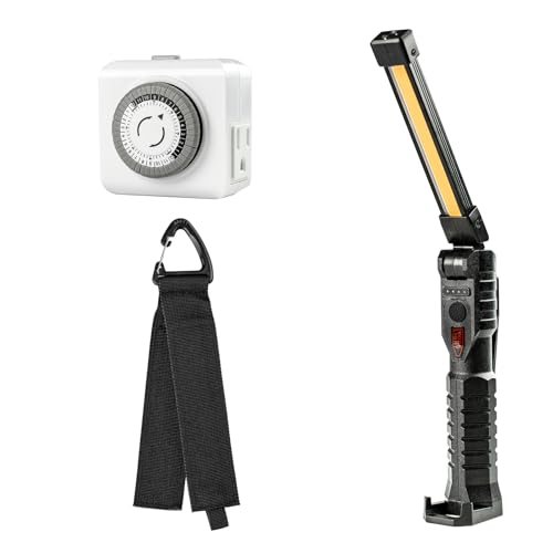 Abestorm Accessories Package. 180° Rotate LED Worklight, Extension Cord Holder Organizer for garage organization and storage, and 24-hour Mechanical Outlet Timer.