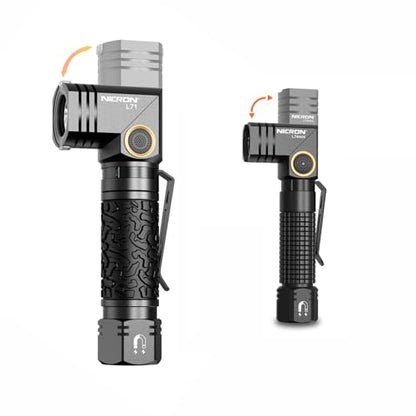 NICRON L71 Rechargeable 1800 Lumens Flashlight with L74mini EDC Flashlight