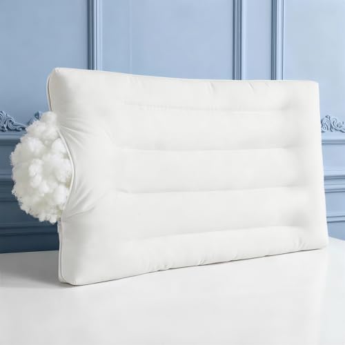 Flat Pillow - Ultra Thin & Adjustable Low Pillow for Side Back Stomach Sleepers, Relief Neck & Shoulder Pain, Customizable Support with Baffle Box Design to Hold Shape, Cotton Cover as Insert - color: White, size: 2in