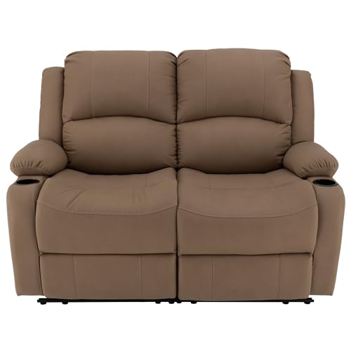 Camper Comfort Faux Suede Leather Reclining Chair, Cappuccino, 58" Wide x 41" Tall x 30" Deep, Wall Hugging Fit for RVs - color: Cappuccino, style: Manual