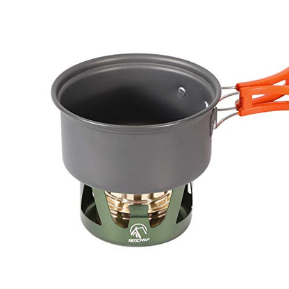 REDCAMP Mini Alcohol Stove for Backpacking, Lightweight Brass Spirit Burner with Aluminium Stand for Camping Hiking, Green - color: Green