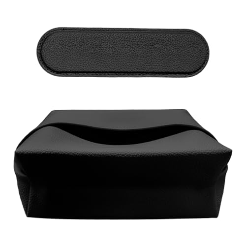 Car Tissue Holder, Leather Tissues Box Keep Vehicle Tidy, Extra Large Auto Napkin Organizer Fit for 100-150 Tissues, Magnetic Installation for Seat Back, Armrest, Center Console (Black) - color: Black
