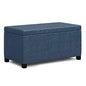 SIMPLIHOME Dover Storage Ottoman Bench - 36 inch Wide Upholstered Vegan Leather Rectangular Lift-Top Ottoman in Denim Blue, Contemporary Bench for Living Room with Safety Hinges - color: Denim Blue