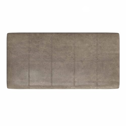SIMPLIHOME Dover Storage Ottoman Bench - 36 inch Wide Upholstered Vegan Leather Rectangular Lift-Top Ottoman in Distressed Smoky Grey Brown, Contemporary Bench for Living Room with Safety Hinges - color: Distressed Smoky Grey Brown