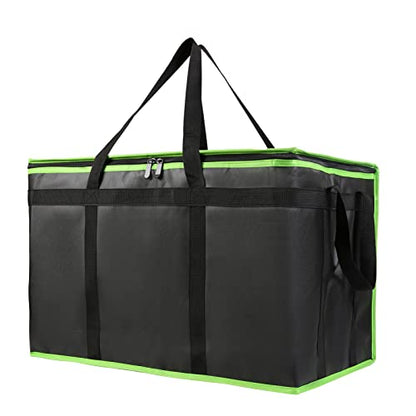 Bodaon Insulated Food Delivery Bag, XXX-Large Insulated Pizza Delivery Bags, Black with Green Edge, 1-Pack - color: Black-green Edge, size: XXX-Large