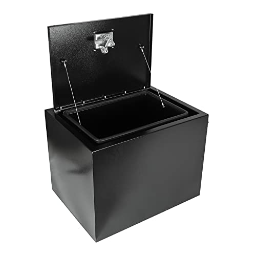 24 Inch Steel Black Plated Truck Tool Box Pickup Truck Bed Storage, Waterproof Underbody Tool Box Storage Trailer Tongue Box with Lock and Key for RVs, ATVs, Trailer & Truck (24"x18"x18") - color: Black, size: 24"x18"x18"