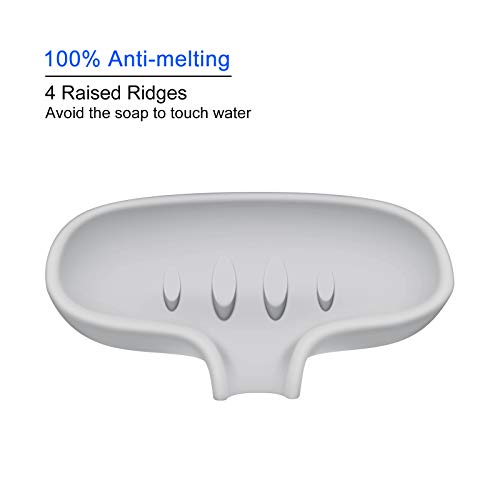 SUBEKYU Silicone Soap Dish for Bathroom,Bar Soap Holder for Shower with Draining Tray, Waterfall Soap Tray for Kitchen Sink, Set of 2 (White + Gray(Style 1)) - color: White + Gray(style 1)