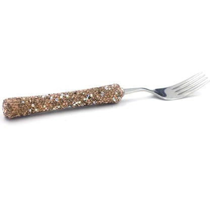 Bling Rhinestone Crystal Dazzling Culinary Utensils Travel Set for Office, Lunch, and Travel (3, golden) - color: Golden