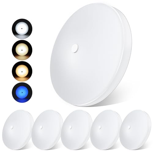 acegoo RV 3CCT 4.5'' LED Ceiling Dome Light, 3000K/4500K/6000K Switchable with Blue Nightlight 12V Puck Light for Motorhome Camper Trailer Boat, Surface Mount w/Dimmer Switch (6 Pcs) - color: 6 Pcs