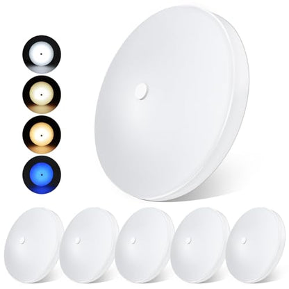 acegoo RV 3CCT 4.5'' LED Ceiling Dome Light, 3000K/4500K/6000K Switchable with Blue Nightlight 12V Puck Light for Motorhome Camper Trailer Boat, Surface Mount w/Dimmer Switch (6 Pcs) - color: 6 Pcs